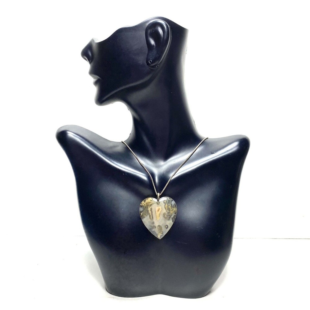 Sterling Silver Lithium Quartz Crystal Heart Love Necklace Pendant 925 Box Chain